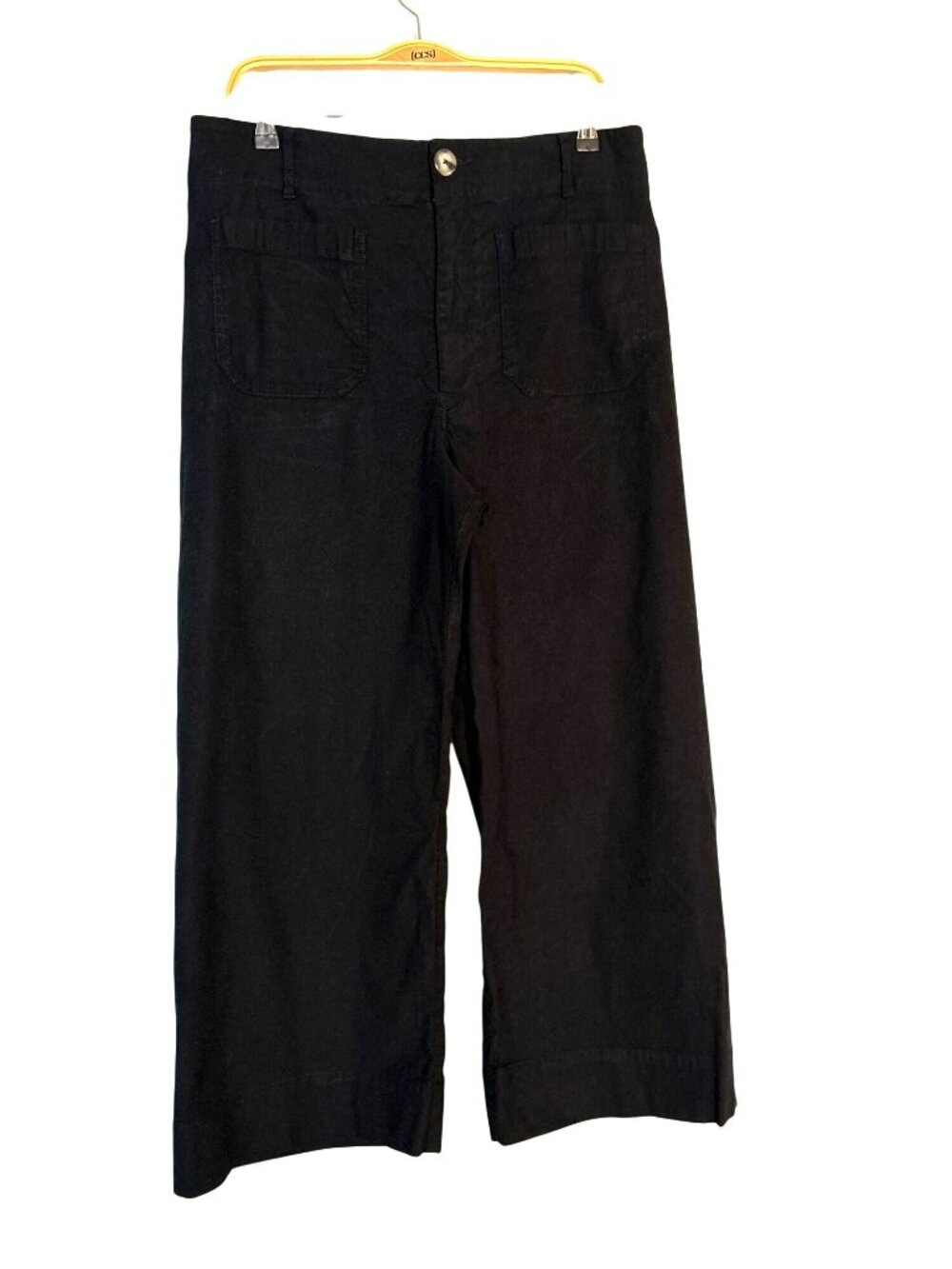 Maeve Anthropologie The Colette Black Wide-Leg Cropped Pants Size 32